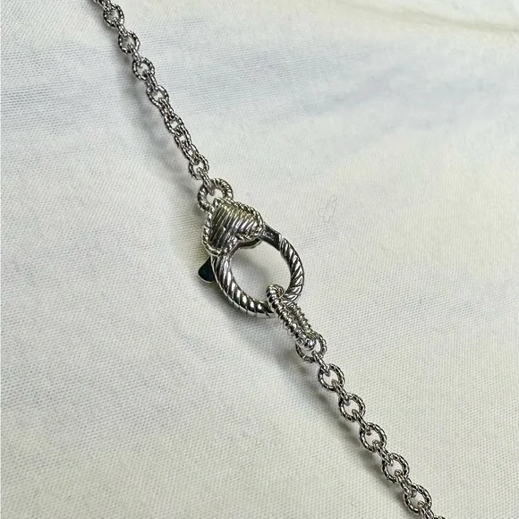 JUDITH RIPKA 925 Sterling Silver CZ Diamonique Station Chain Necklace; 36”